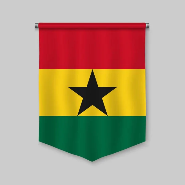 Realistické Praporek Vlajkou Ghany — Stockový vektor