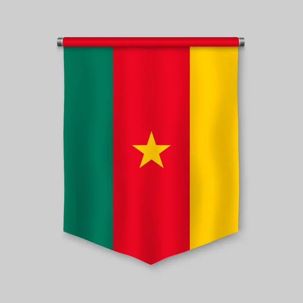 Реалистичный Вымпел Флагом Камеруна — стоковый вектор