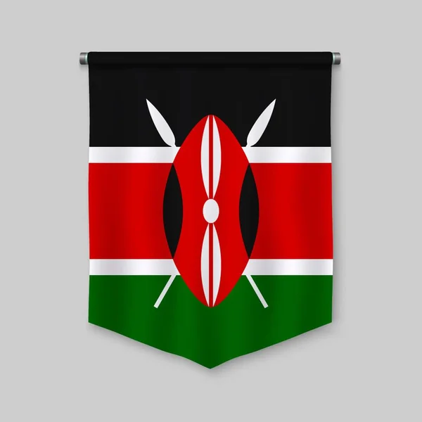 Banderín Realista Con Bandera Kenia — Vector de stock