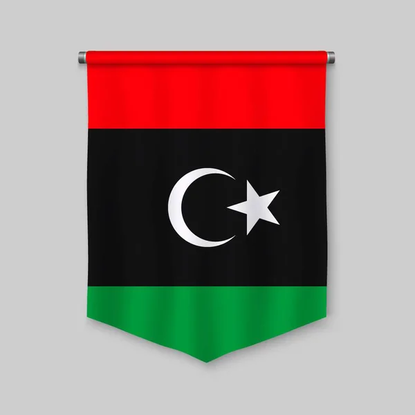 Realistischer Wimpel Mit Libyscher Flagge — Stockvektor