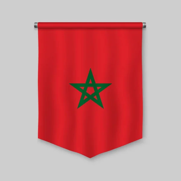 Realistic Pennant Flag Morocco — Stock Vector