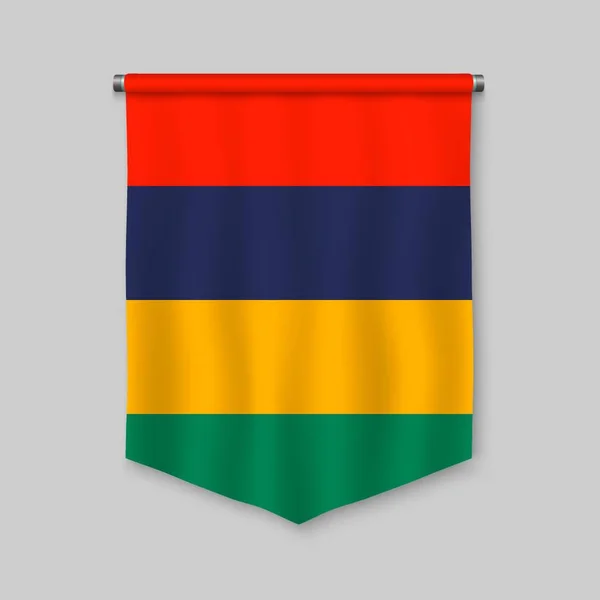 Bendera Realistis Dengan Bendera Mauritius - Stok Vektor