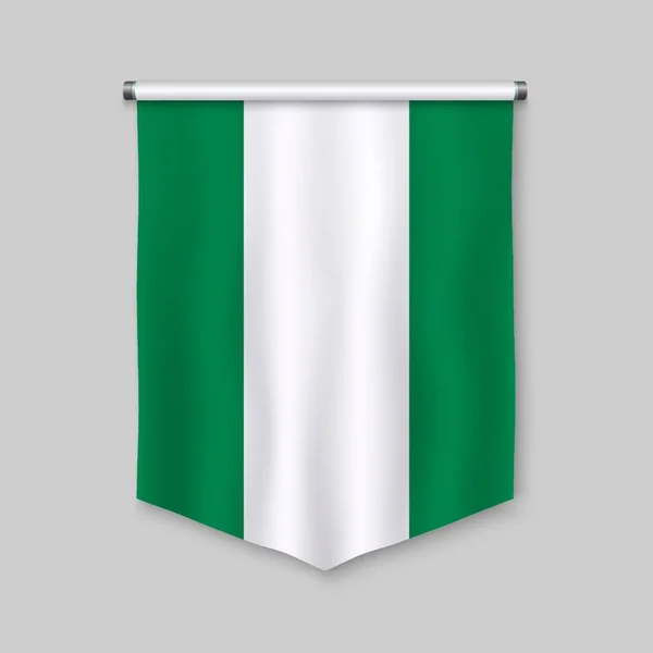 Realistischer Wimpel Mit Flagge Von Nigeria — Stockvektor