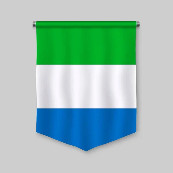 Bandera Realista Con Bandera Sierra Leona — Archivo Imágenes Vectoriales