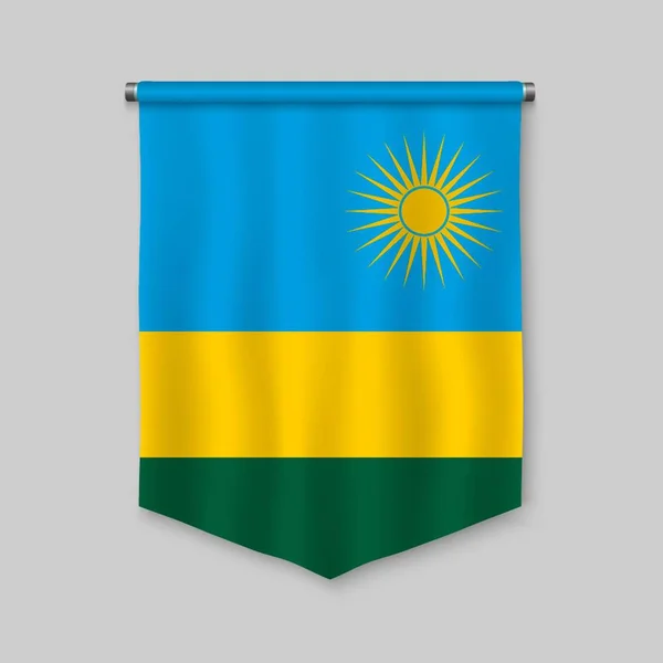 具有卢旺达国旗的写实旗 — 图库矢量图片