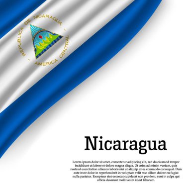 Beyaz arka plan üzerinde Nikaragua bayrağı sallayarak. Bağımsızlık günü için şablon. vektör çizim