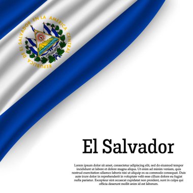 Beyaz arka plan üzerinde El Salvador Cumhuriyeti bayrağı sallayarak. Bağımsızlık günü için şablon. vektör çizim
