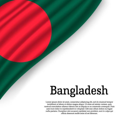 Beyaz arka plan üzerinde Bangladeş bayrağı sallayarak. Bağımsızlık günü için şablon. vektör çizim