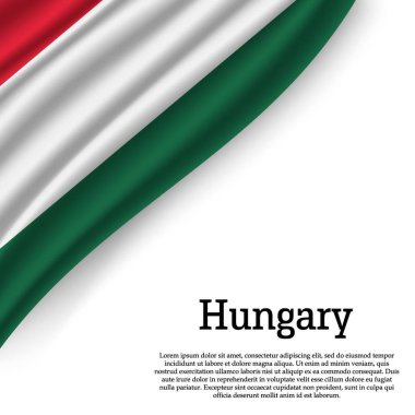 Beyaz arka plan üzerinde Macaristan bayrağı sallayarak. Bağımsızlık günü için şablon. vektör çizim