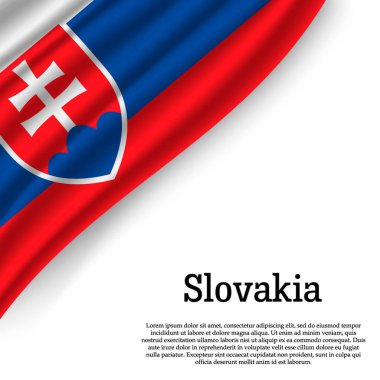 Beyaz arka plan üzerinde Slovakya bayrağı sallayarak. Bağımsızlık günü için şablon. vektör çizim