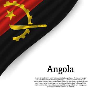 Beyaz arka plan üzerinde Angola bayrağı sallayarak. Bağımsızlık günü için şablon. vektör çizim