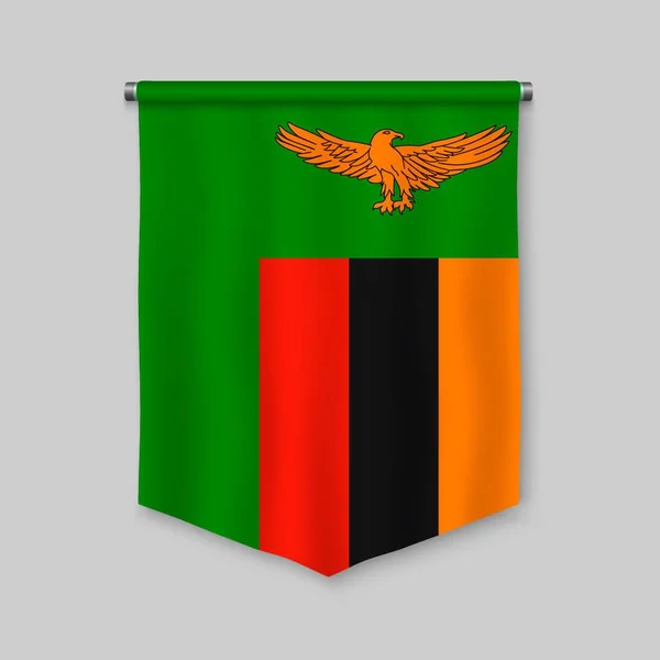 Pingente Realista Com Bandeira Zâmbia —  Vetores de Stock