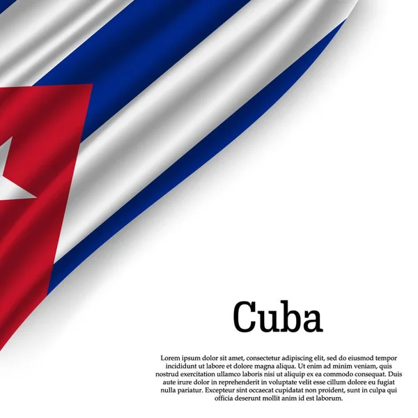 Acenando Bandeira Cuba Sobre Fundo Branco Modelo Para Dia Independência — Vetor de Stock