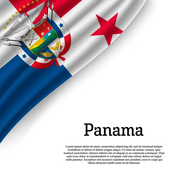 Ondeando Bandera Panamá Sobre Fondo Blanco Plantilla Para Día Independencia — Archivo Imágenes Vectoriales