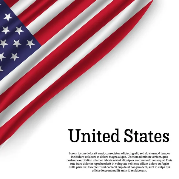 Ondeando Bandera Estados Unidos Sobre Fondo Blanco Plantilla Para Día — Archivo Imágenes Vectoriales