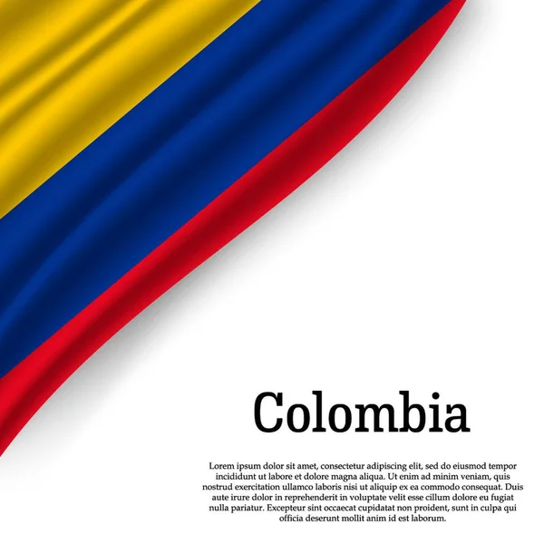 Ondeando Bandera Colombia Sobre Fondo Blanco Plantilla Para Día Independencia — Vector de stock