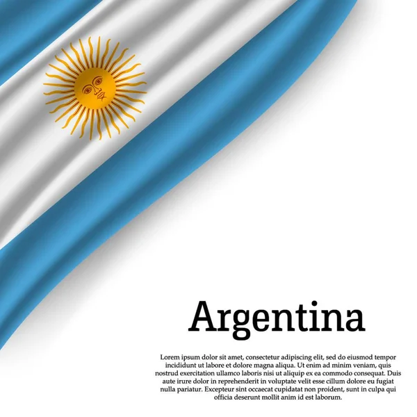 Acenando Bandeira Argentina Fundo Branco Modelo Para Dia Independência Ilustração —  Vetores de Stock