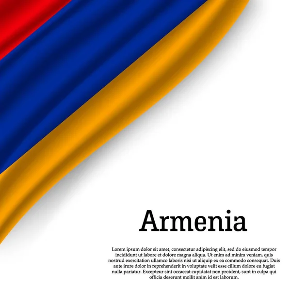 Wapperende Vlag Van Armenië Witte Achtergrond Sjabloon Voor Dag Van — Stockvector