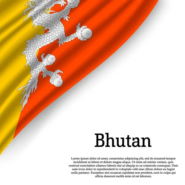 Розмахуючи Прапором Бутану Білому Тлі Шаблон День Незалежності Векторні Ілюстрації — стоковий вектор