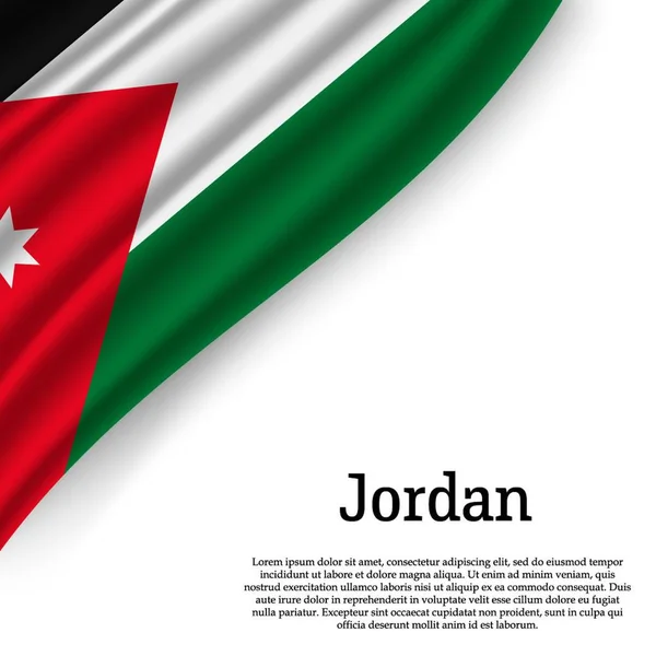 Acenando Bandeira Jordânia Sobre Fundo Branco Modelo Para Dia Independência — Vetor de Stock