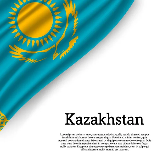Beyaz arka plan üzerinde Kazakistan bayrağı sallayarak. Bağımsızlık günü için şablon. vektör çizim