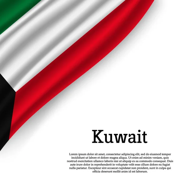 Sventolando Bandiera Del Kuwait Sfondo Bianco Modello Giorno Dell Indipendenza — Vettoriale Stock