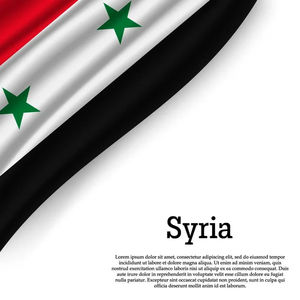 Hullámzó Szíria Zászlaja Fehér Háttér Előtt Sablon Függetlenség Napja Vektoros — Stock Vector