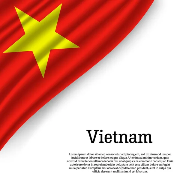 Ondeando Bandera Vietnam Sobre Fondo Blanco Plantilla Para Día Independencia — Vector de stock