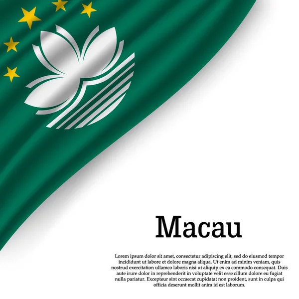 Waving Flag Macau White Background Template Independence Day Vector Illustration — Stock Vector