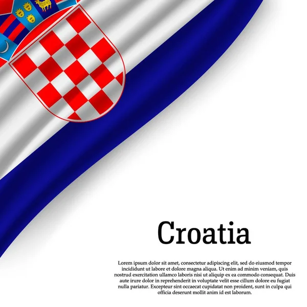 Acenando Bandeira Croácia Sobre Fundo Branco Modelo Para Dia Independência — Vetor de Stock