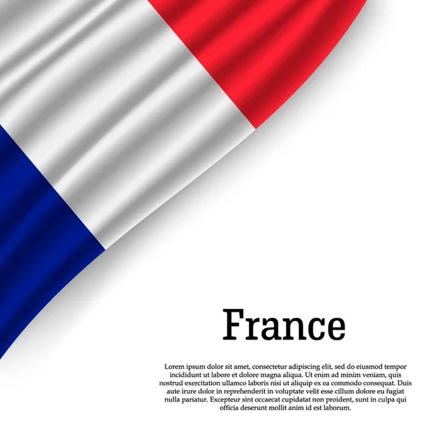 Agitant Drapeau France Sur Fond Blanc Modèle Pour Fête Indépendance — Image vectorielle