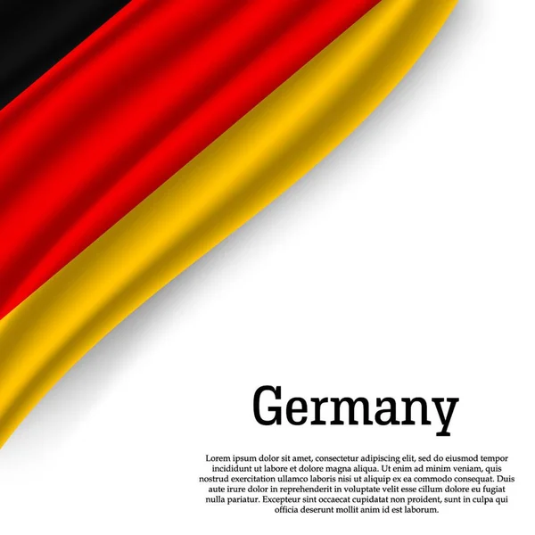 Wapperende Vlag Van Duitsland Witte Achtergrond Sjabloon Voor Dag Van — Stockvector