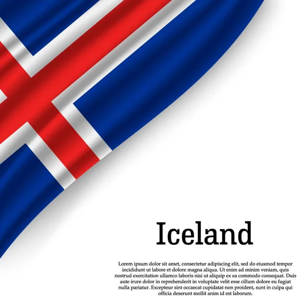 Schwenkt Die Isländische Flagge Auf Weißem Hintergrund Vorlage Für Den — Stockvektor