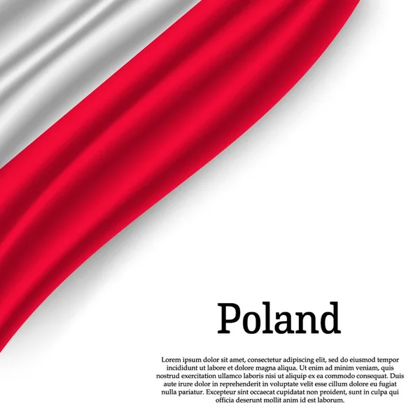 Macha Flagą Polski Białym Tle Szablon Dzień Niepodległości Ilustracja Wektorowa — Wektor stockowy