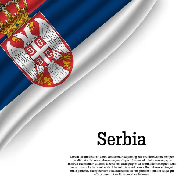 Acenando Bandeira Sérvia Sobre Fundo Branco Modelo Para Dia Independência — Vetor de Stock