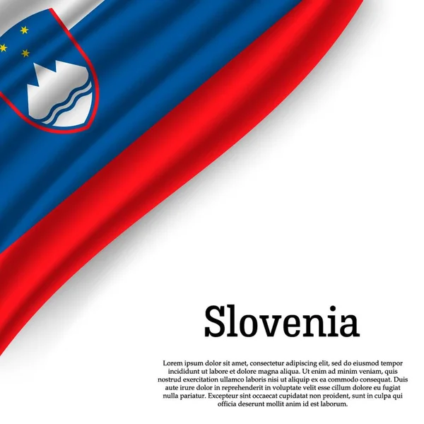 Розмахуючи Прапором Словенії Білому Тлі Шаблон День Незалежності Векторні Ілюстрації — стоковий вектор