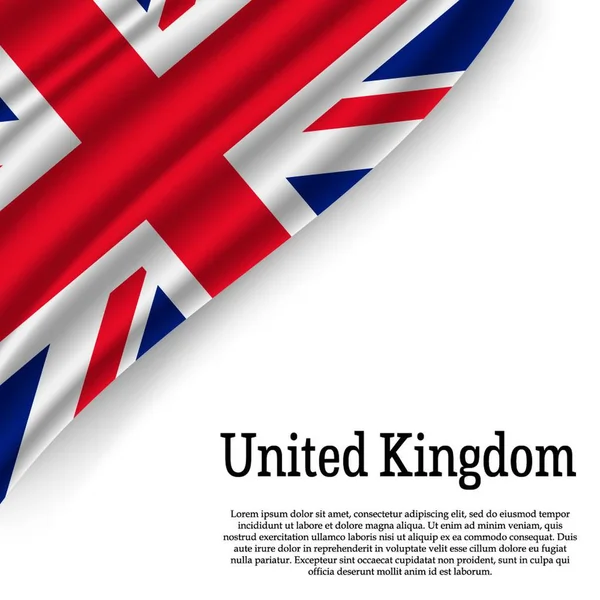 Κουνώντας Σημαία Του Ηνωμένου Βασιλείου Άσπρο Φόντο Πρότυπο Για Την — Διανυσματικό Αρχείο