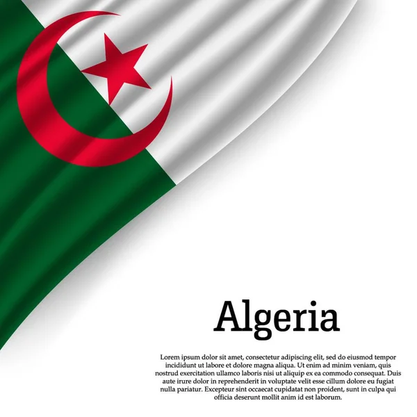 Κουνώντας Σημαία Της Αλγερίας Άσπρο Φόντο Πρότυπο Για Την Ημέρα — Διανυσματικό Αρχείο