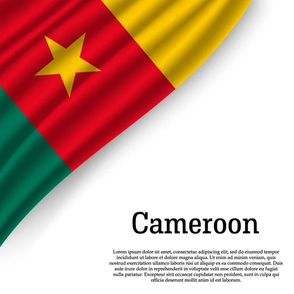 Vlající Vlajka Kamerunu Bílém Pozadí Šablona Pro Den Nezávislosti Vektorové — Stockový vektor