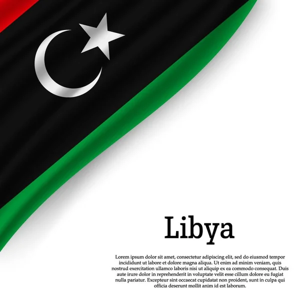 Ondeando Bandera Libia Sobre Fondo Blanco Plantilla Para Día Independencia — Archivo Imágenes Vectoriales