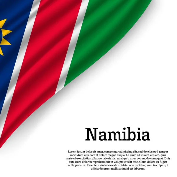Schwenkt Die Namibische Fahne Auf Weißem Hintergrund Vorlage Für Den — Stockvektor