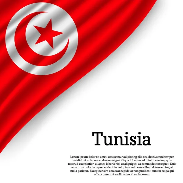 Acenando Bandeira Tunísia Sobre Fundo Branco Modelo Para Dia Independência —  Vetores de Stock