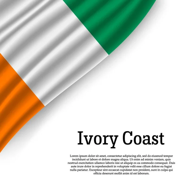 Waving Flag Ivory Coast White Background Template Independence Day Vector — Stock Vector