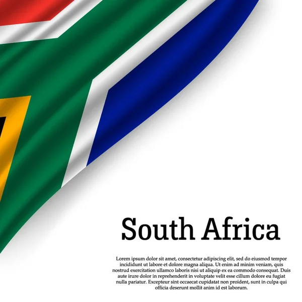 Κουνώντας Σημαία Της Νότιας Αφρικής Άσπρο Φόντο Πρότυπο Για Την — Διανυσματικό Αρχείο