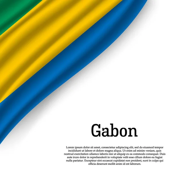 Κυματίζει Σημαία Της Γκαμπόν Άσπρο Φόντο Πρότυπο Για Την Ημέρα — Διανυσματικό Αρχείο