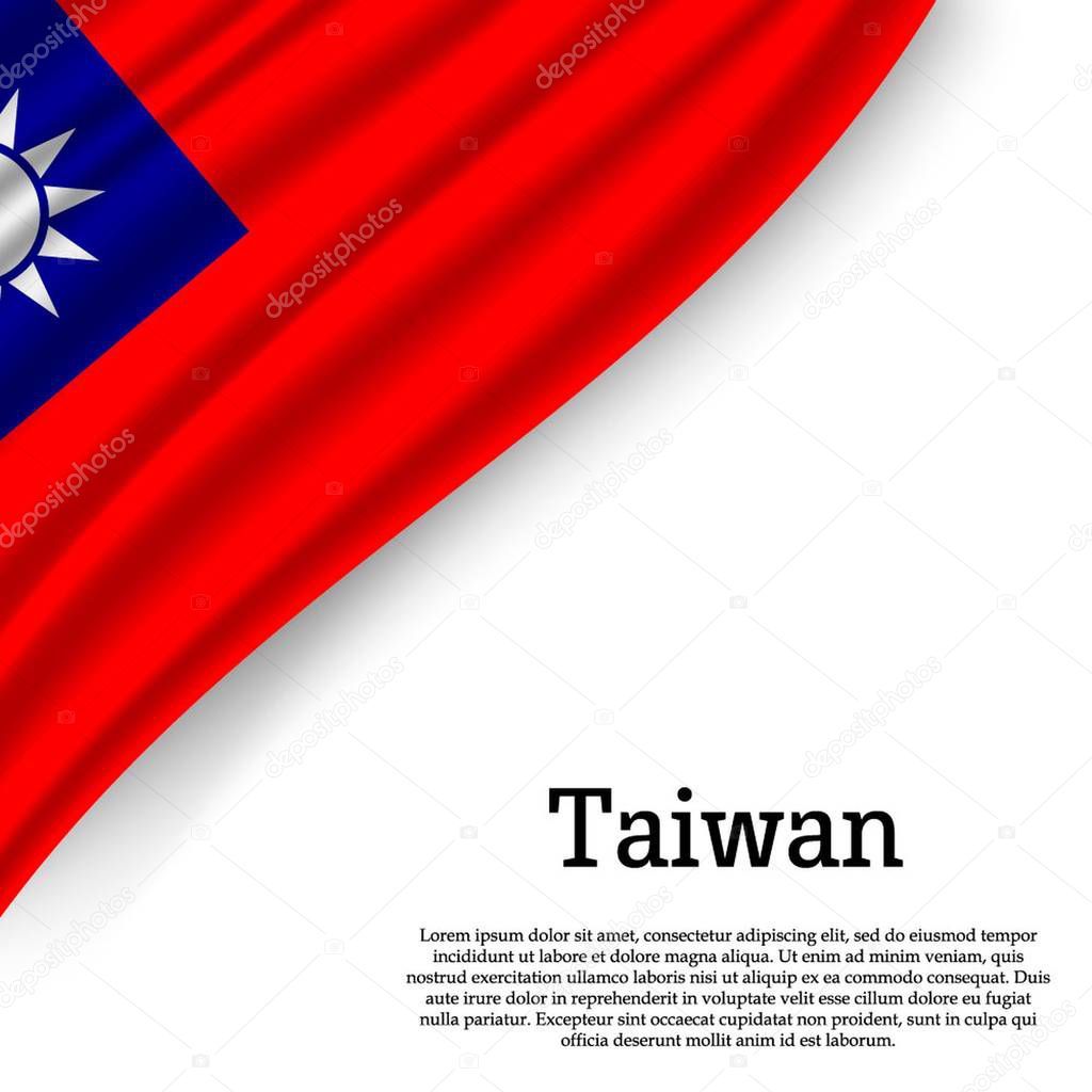 waving flag of Taiwan on white background. Template for independence day. vector illustration