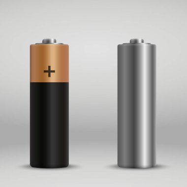 realistic alkaline battery. design blank mockup template.  clipart