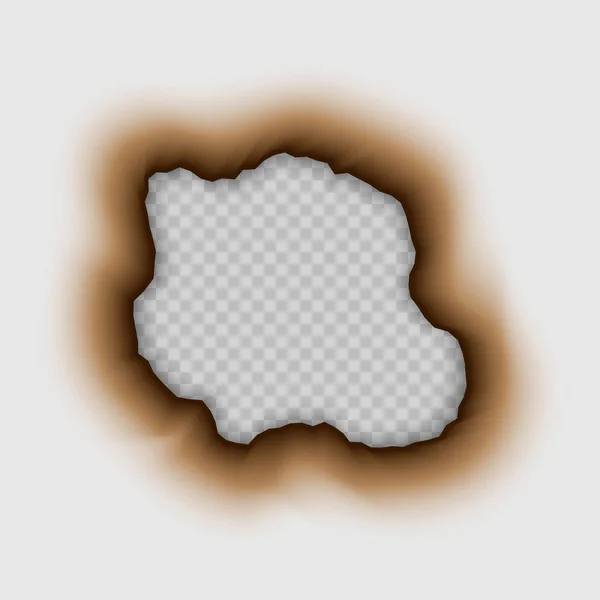 Verbrande Gat Papier Geïsoleerde Branden — Stockvector