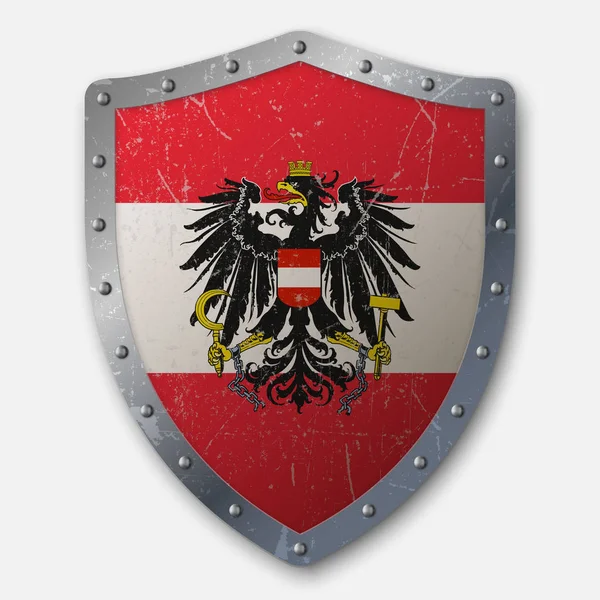 老盾与奥地利的旗子 矢量插图 — 图库矢量图片