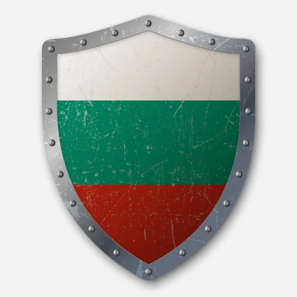 Bulgária Zászlaja Régi Pajzs Vektoros Illusztráció — Stock Vector